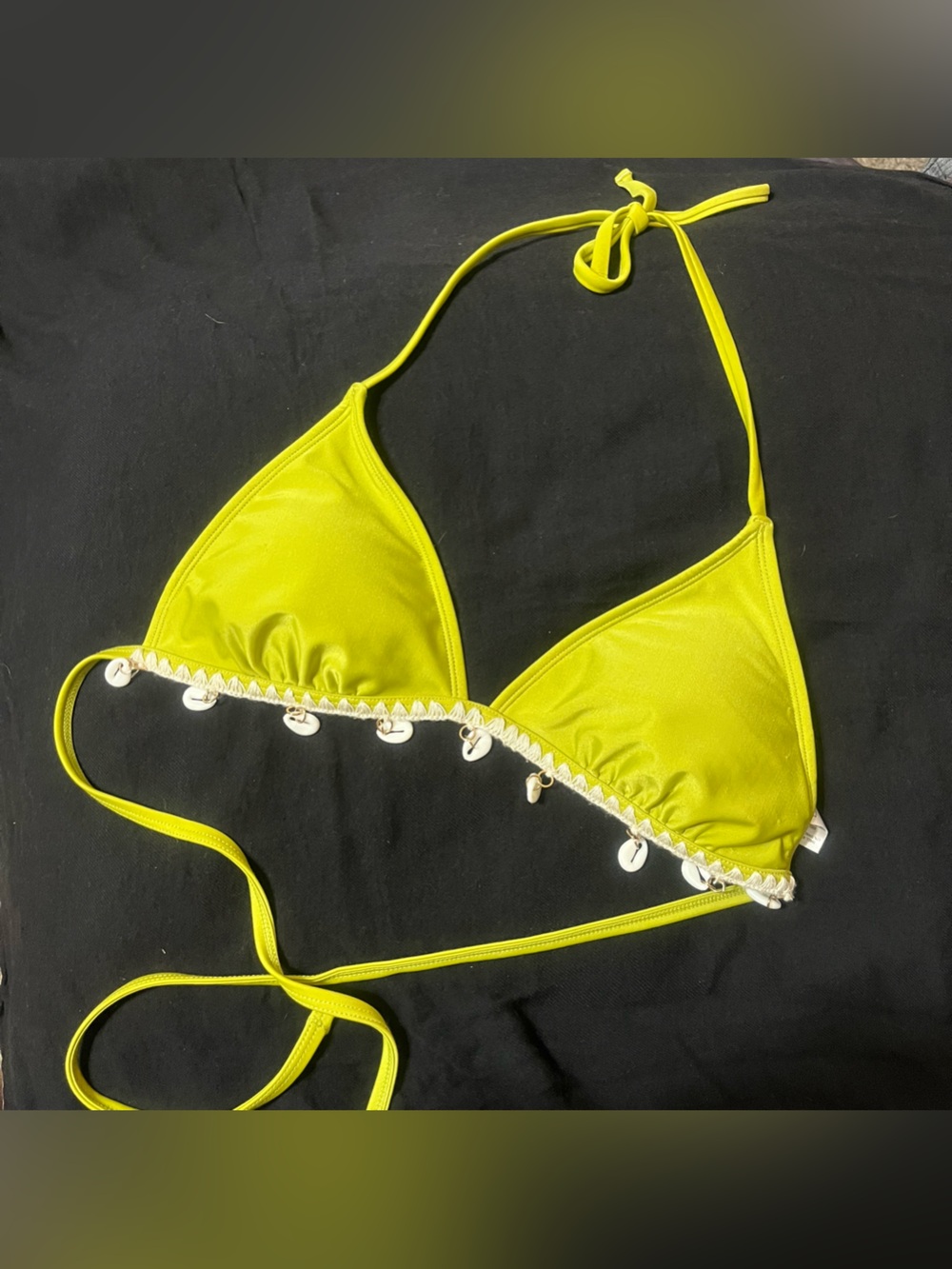 wild fable Lime Shell-Trim Triangle Bikini Top